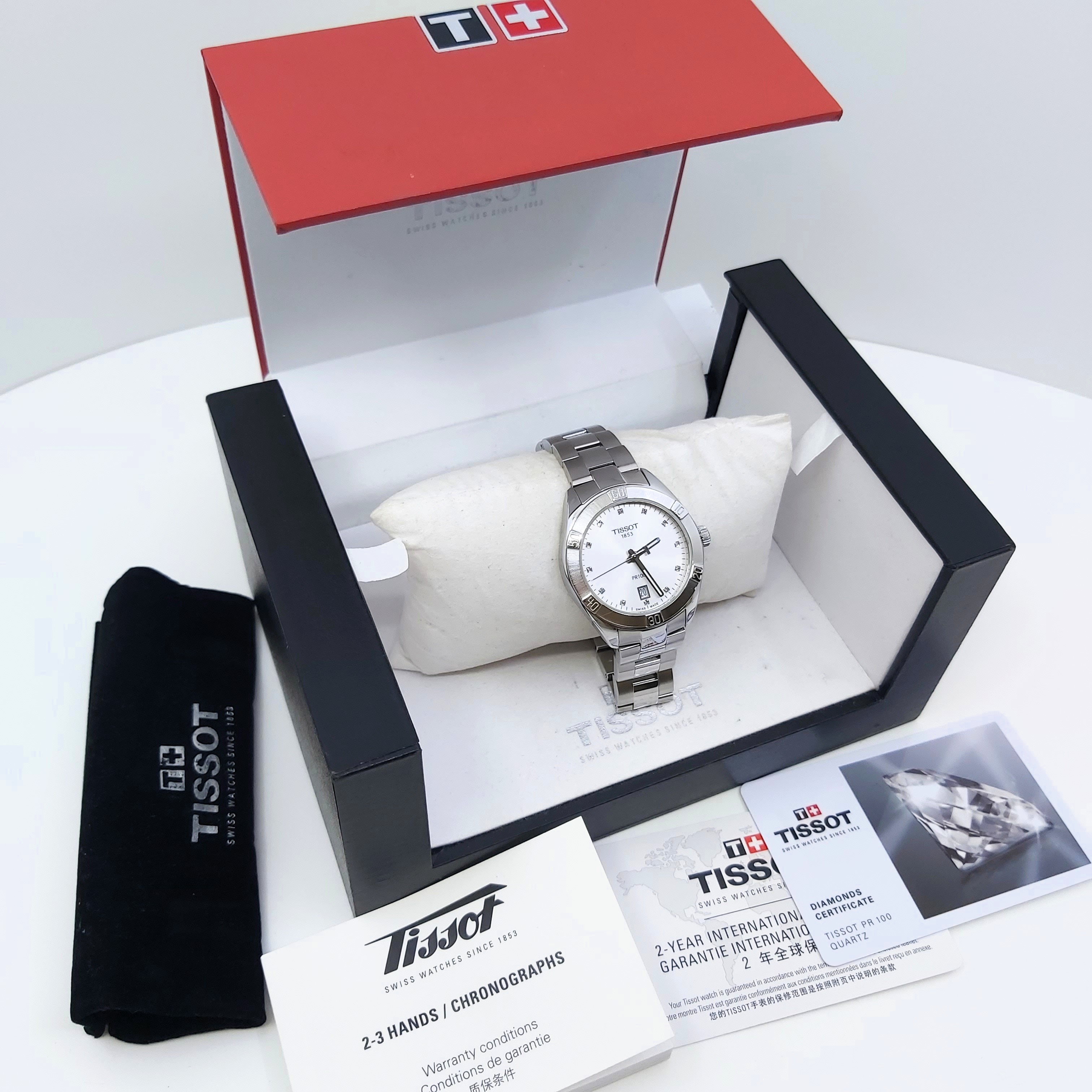 Damenarmbanduhr Stahl Tissot PR100 Sport Chic, Fullset