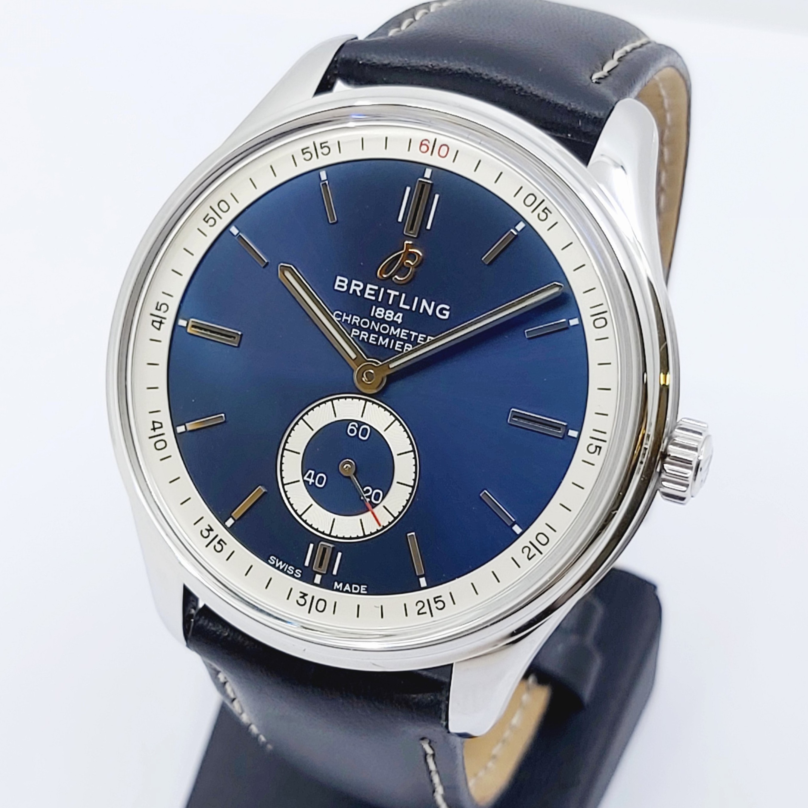 Armbanduhr Breitling Premier Ref.: A37340 mit Lederband, Stahl-Faltschließe, Originalbox und -pap