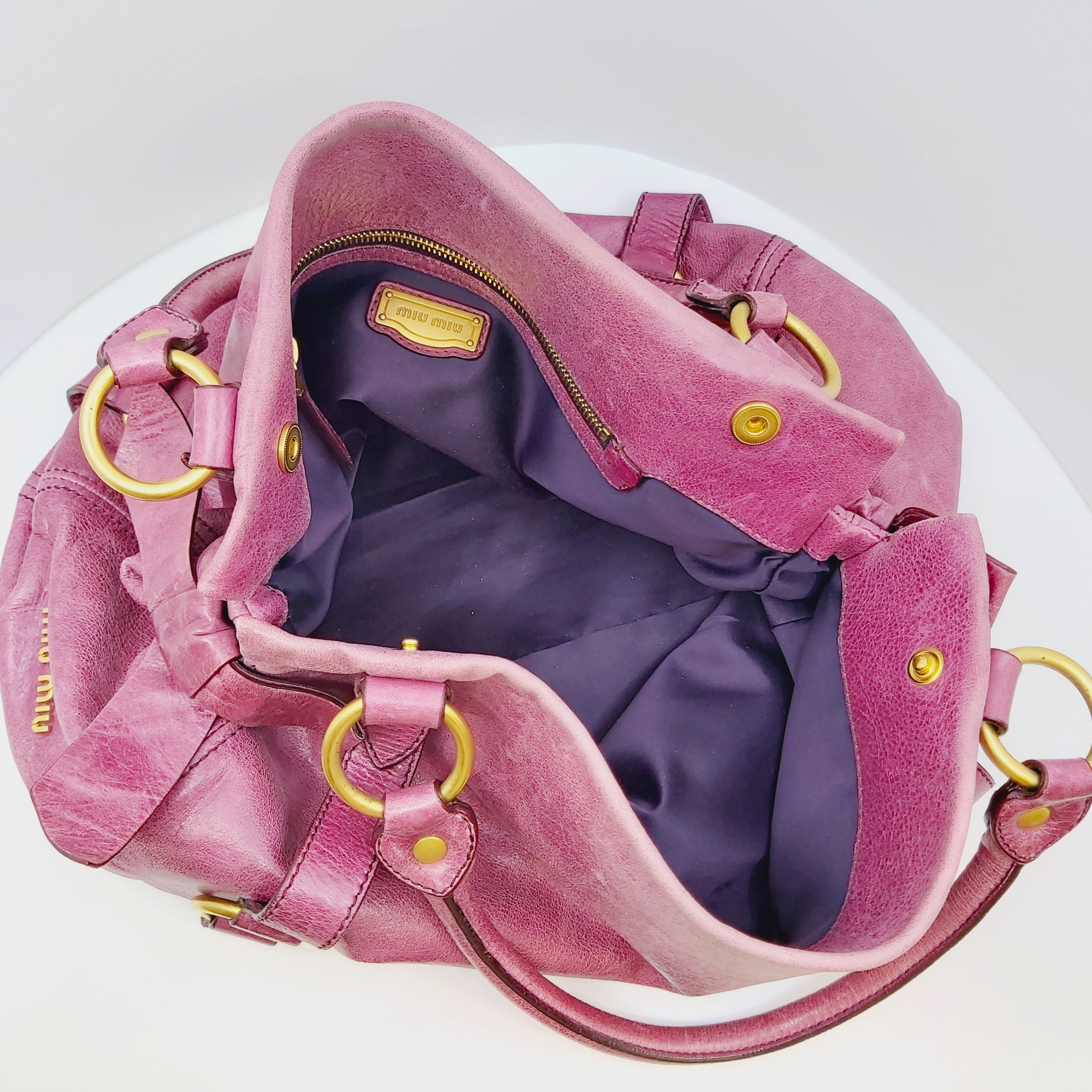 Handtasche Miu Miu Vitello Lux , Beerenton