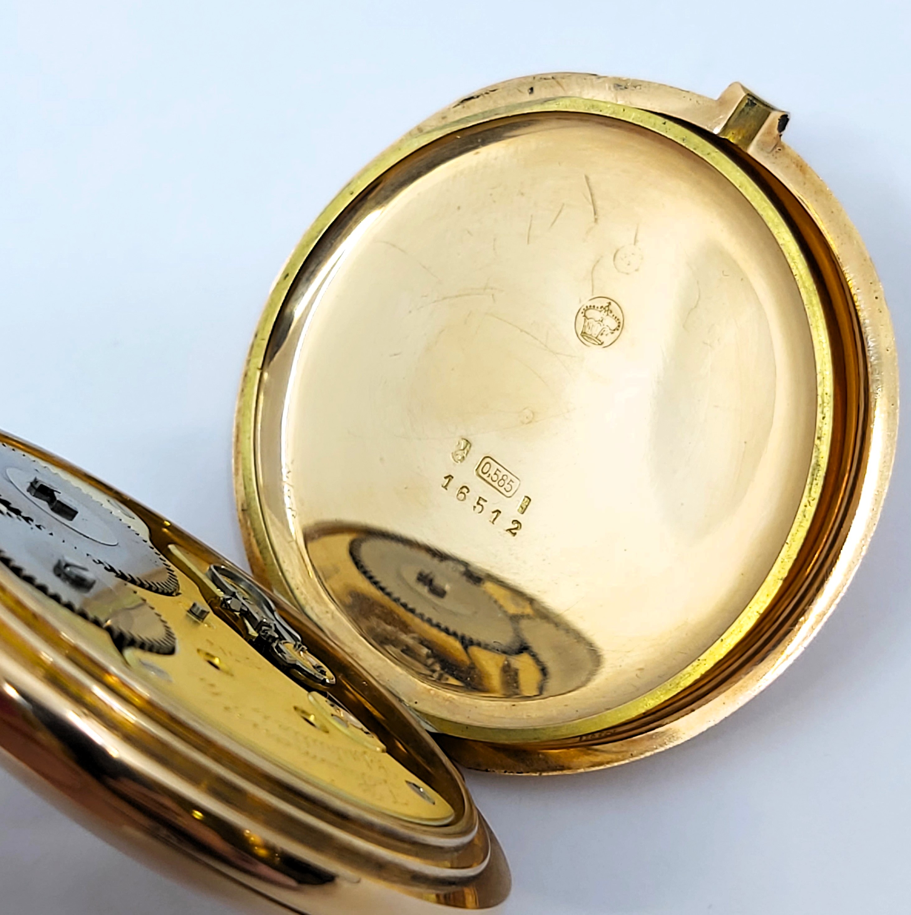 Savonette-Taschenuhr 585/- Roségold J. Assmann Glashütte, Fullset