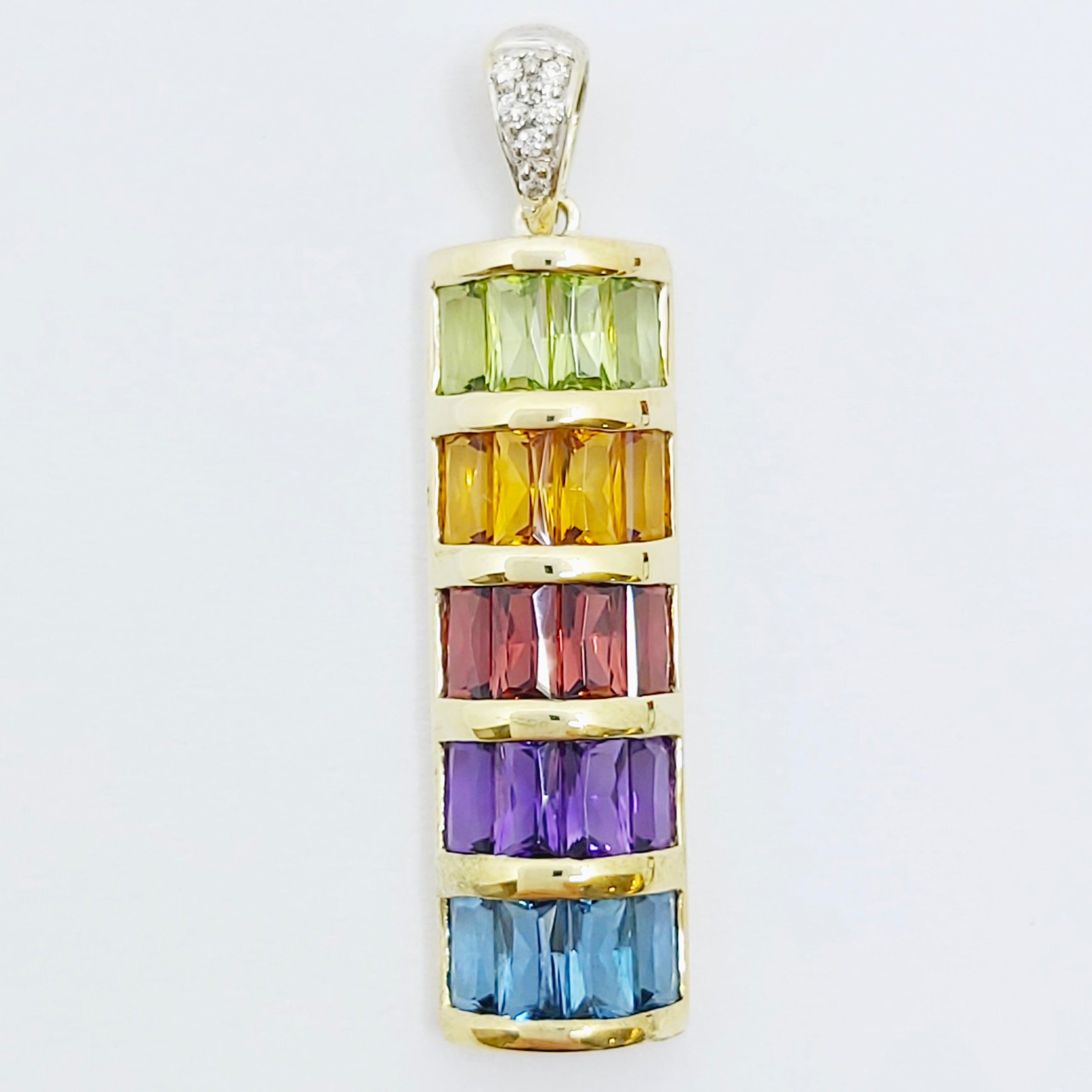 Schmuckset 750/- mit farbigen Steinen und Brillanten, 13,140g