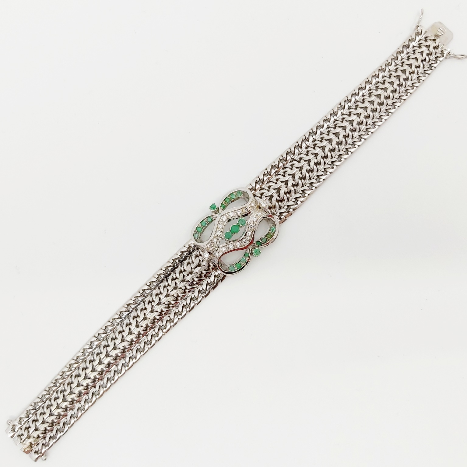 1 Armband 750/- mit Diamanten und Smaragden, 18,8 cm, 50,8 g