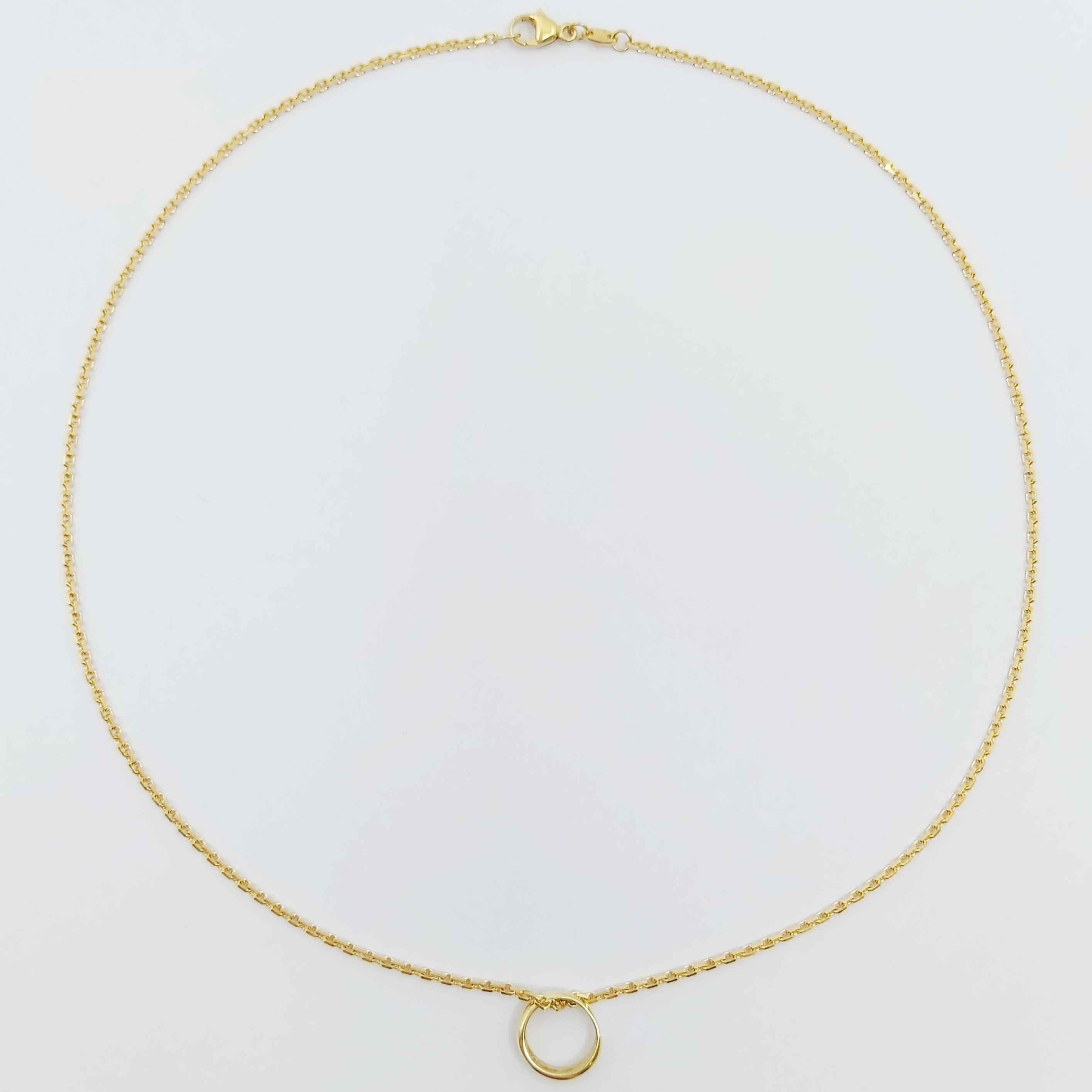 Halskette 585/-, Länge: 40 cm, Anhänger 585/- mit einem weißen Stein, 4,550g