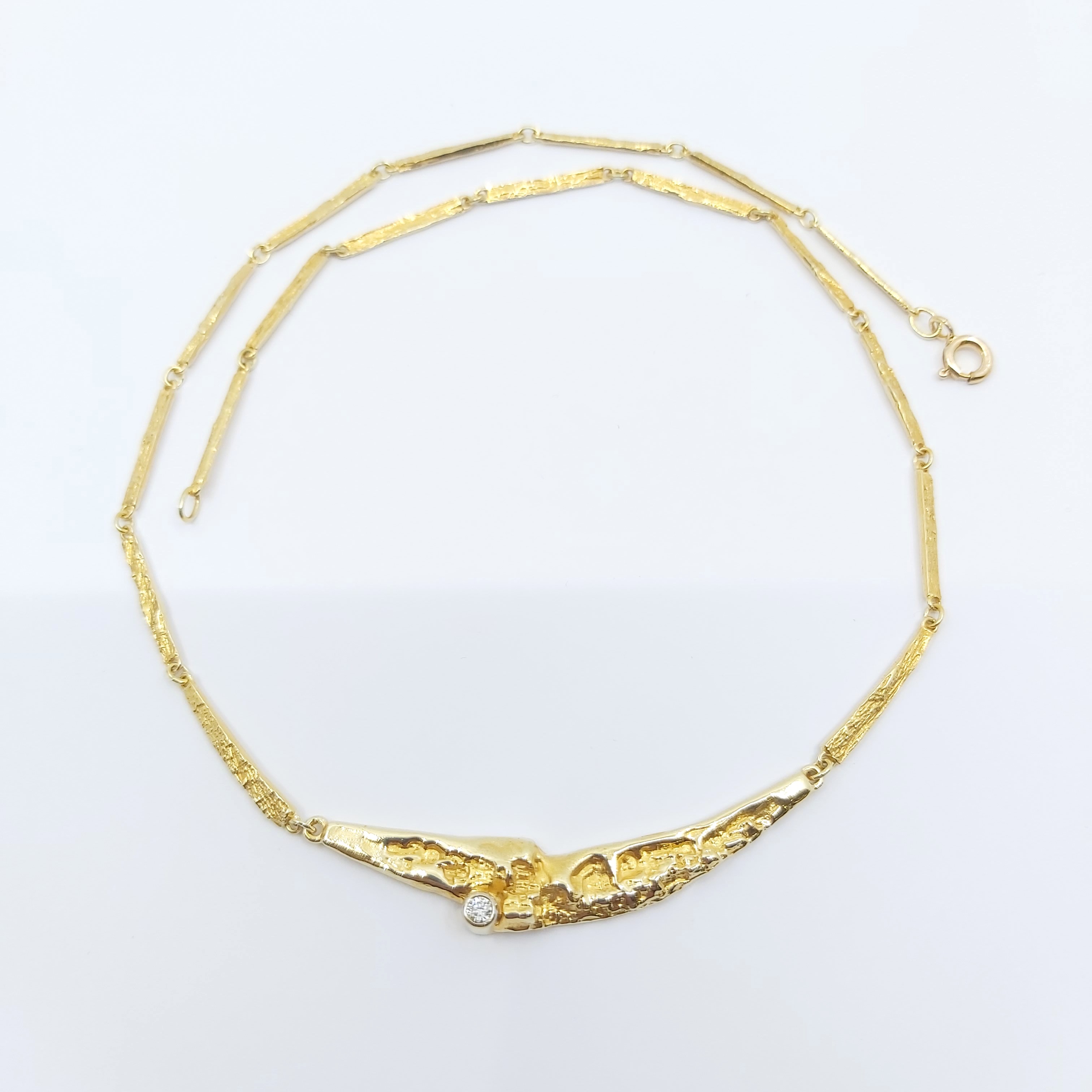 Collier 585/- ein Brillant, Länge: 41cm,