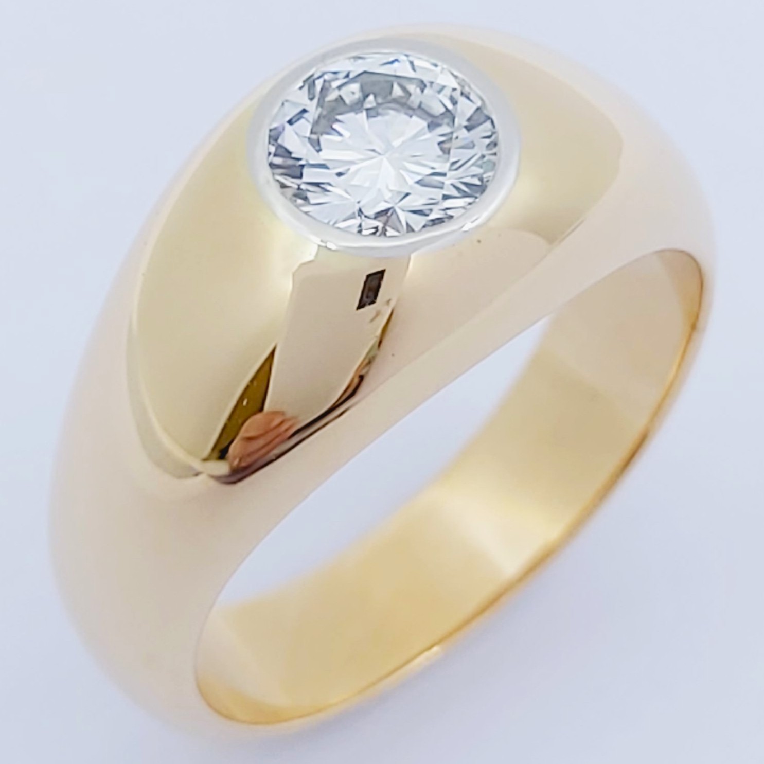 Ring 750/- mit einem Brillant, Größe: 61, 15,06g