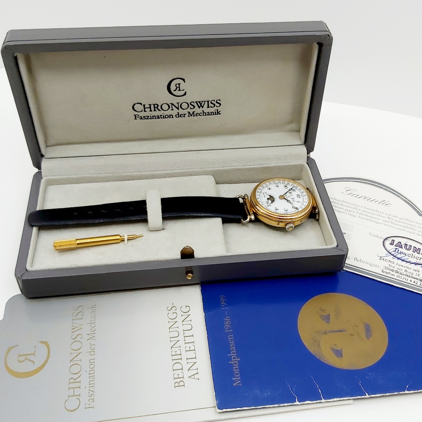 Armbanduhr CHRONOSWISS Double mit Lederband CH27761 mit Originalpapiere und -box
