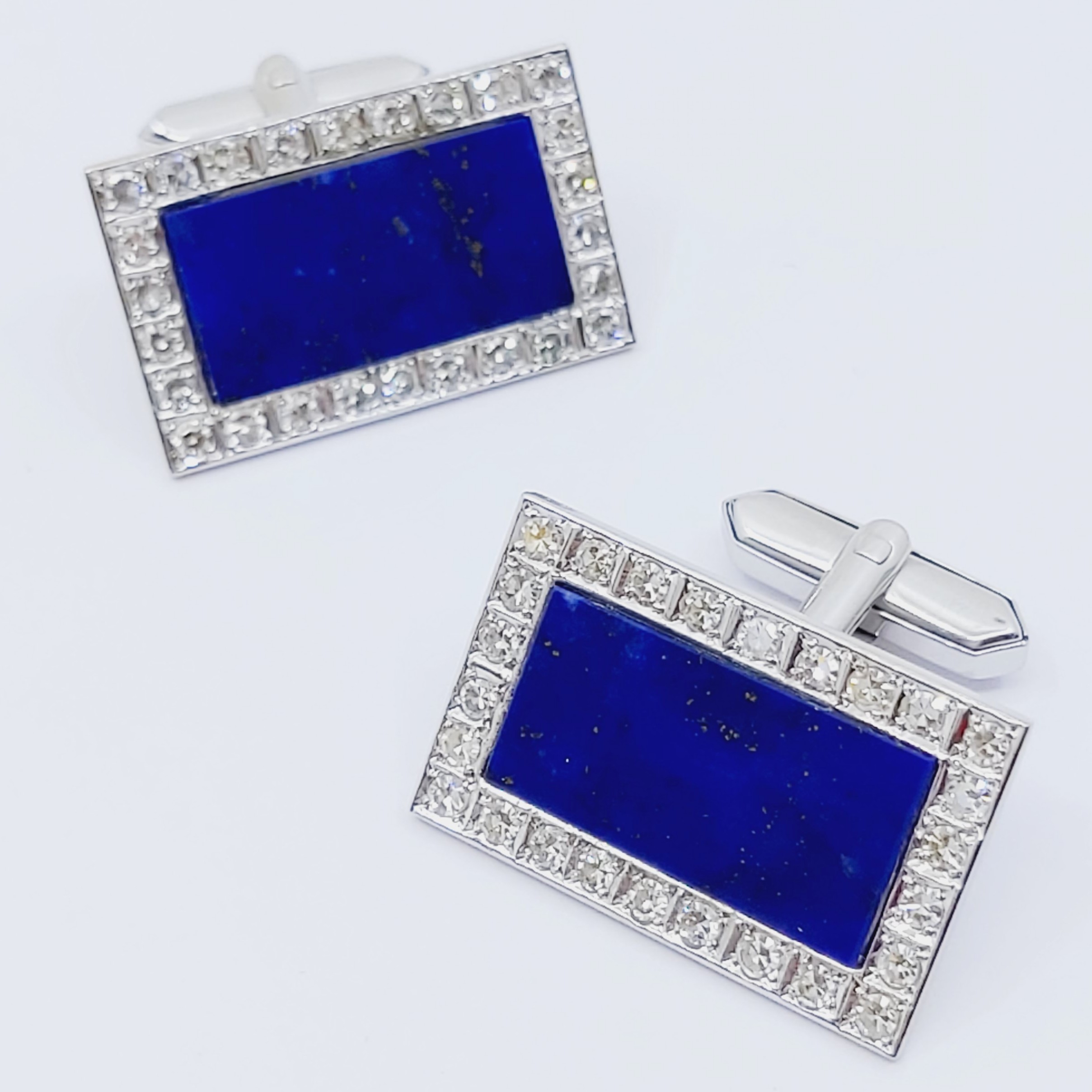 Manschettenknöpfe 585/- mit Lapislazuli und Diamanten, 16,18g