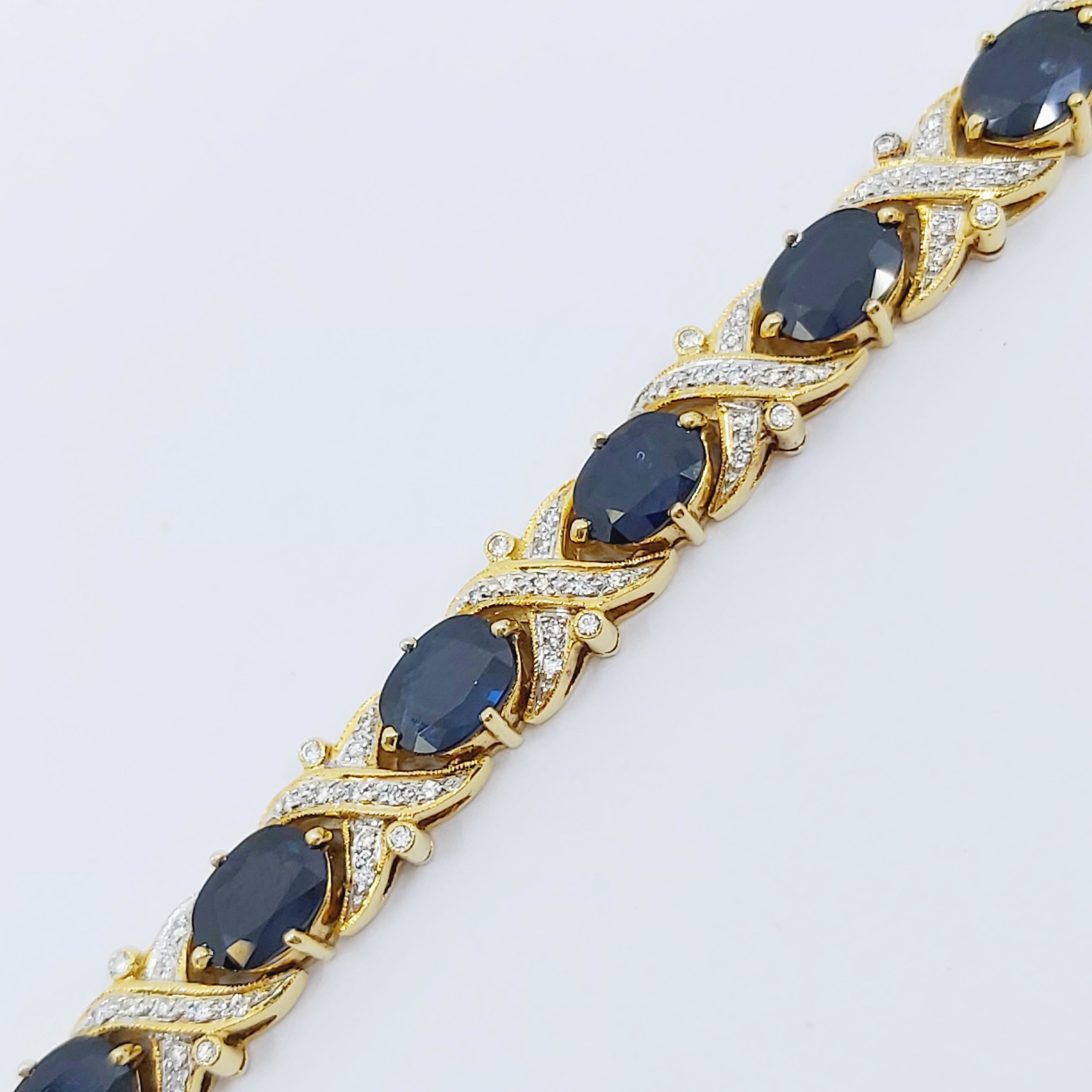 Armband 750/- mit Saphiren und Brillanten, Länge: 18 cm, 33,24g