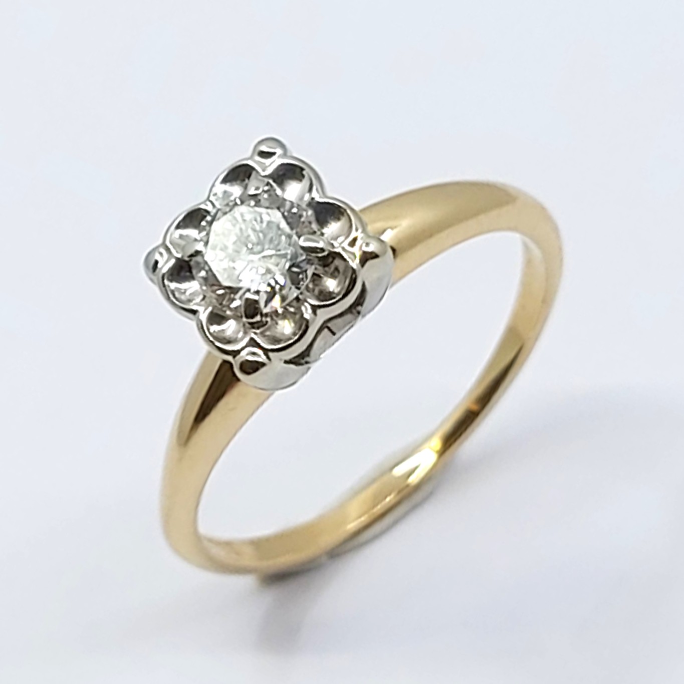 Ring 585/-, Größe: 53, Schiene Gravur: Blueridge mit Brillant,  2,40g