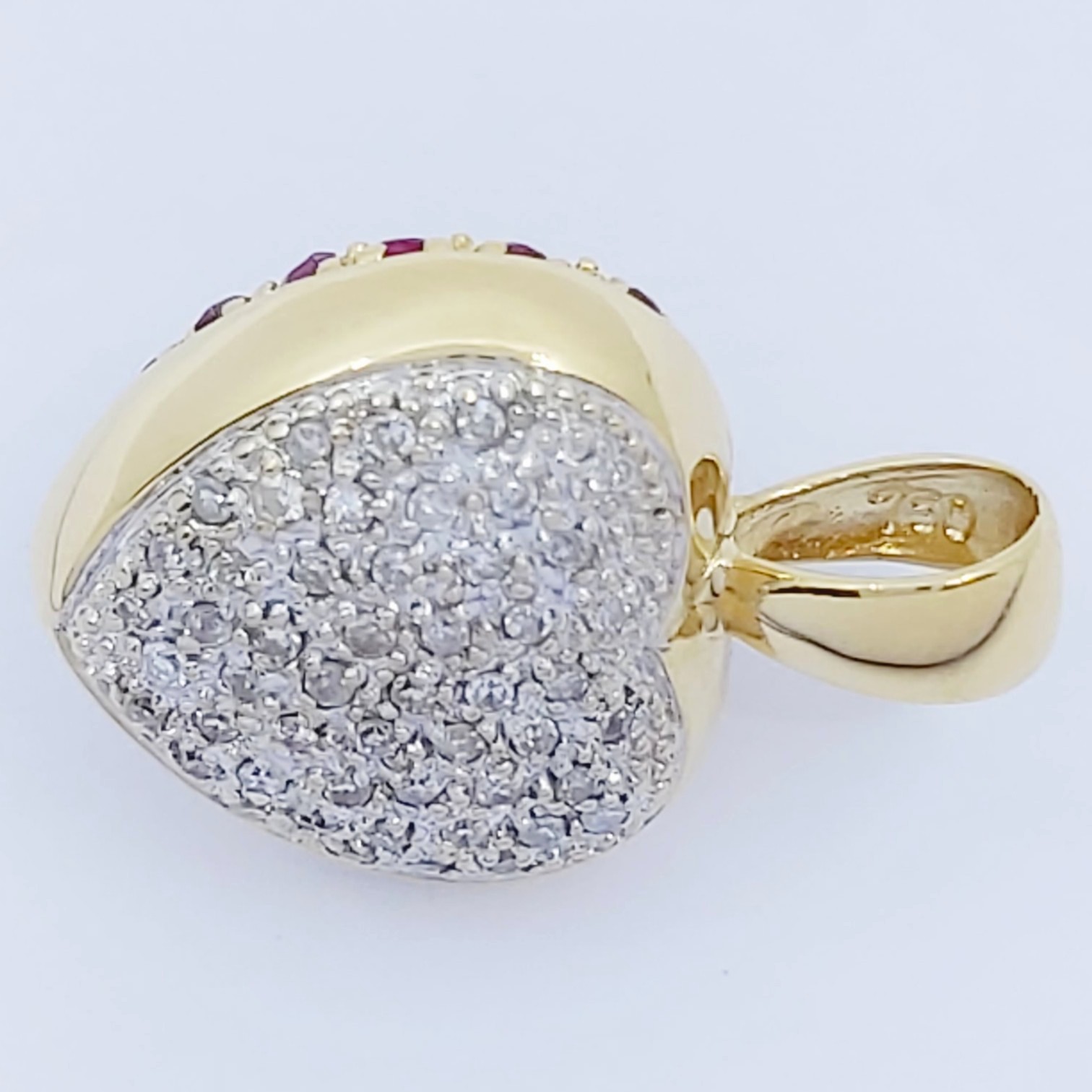 Anhänger 750/- "Herz" mit Diamanten und Rubine, 5,60g