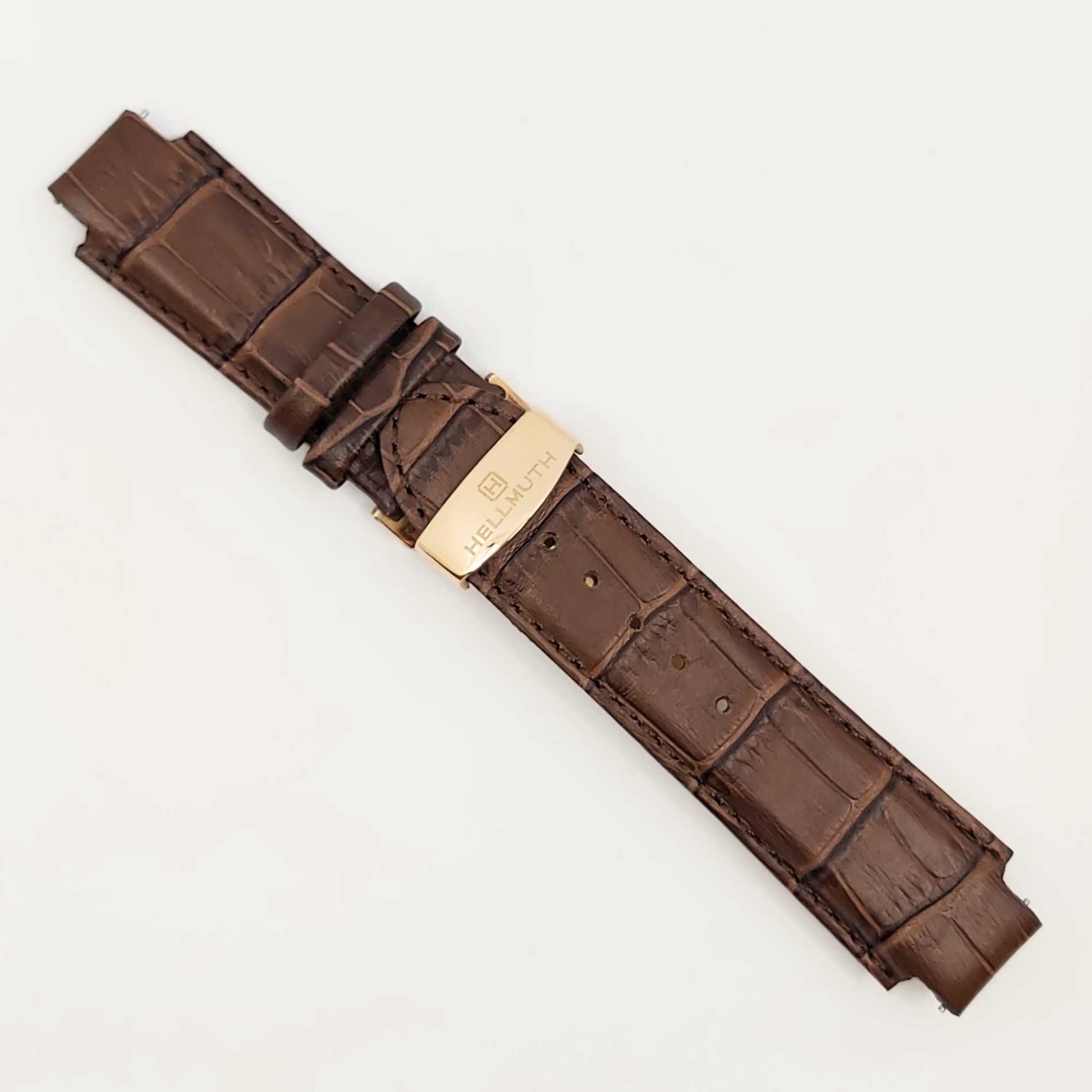 Braunes Lederband mit Alligatorstruktur 22 mm für Anstoß 14 mm, kurze Größe
