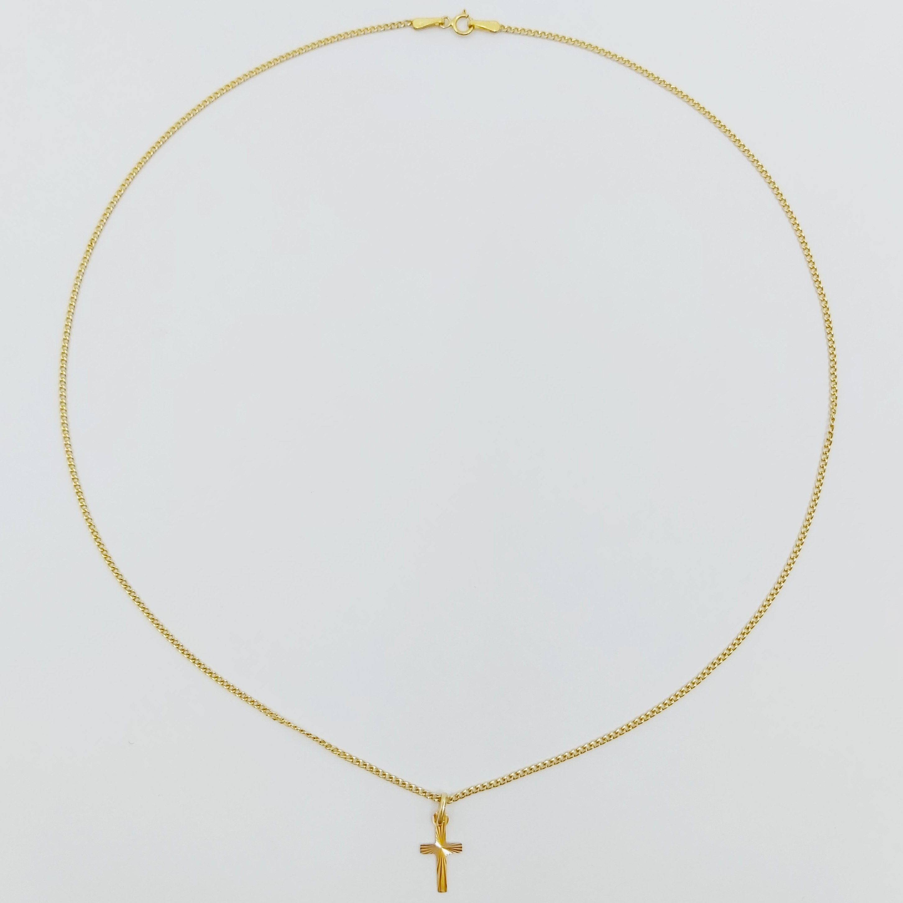 Halskette 585/-, Länge: 45 cm mit Kreuzanhänger 585/-, 1,560g