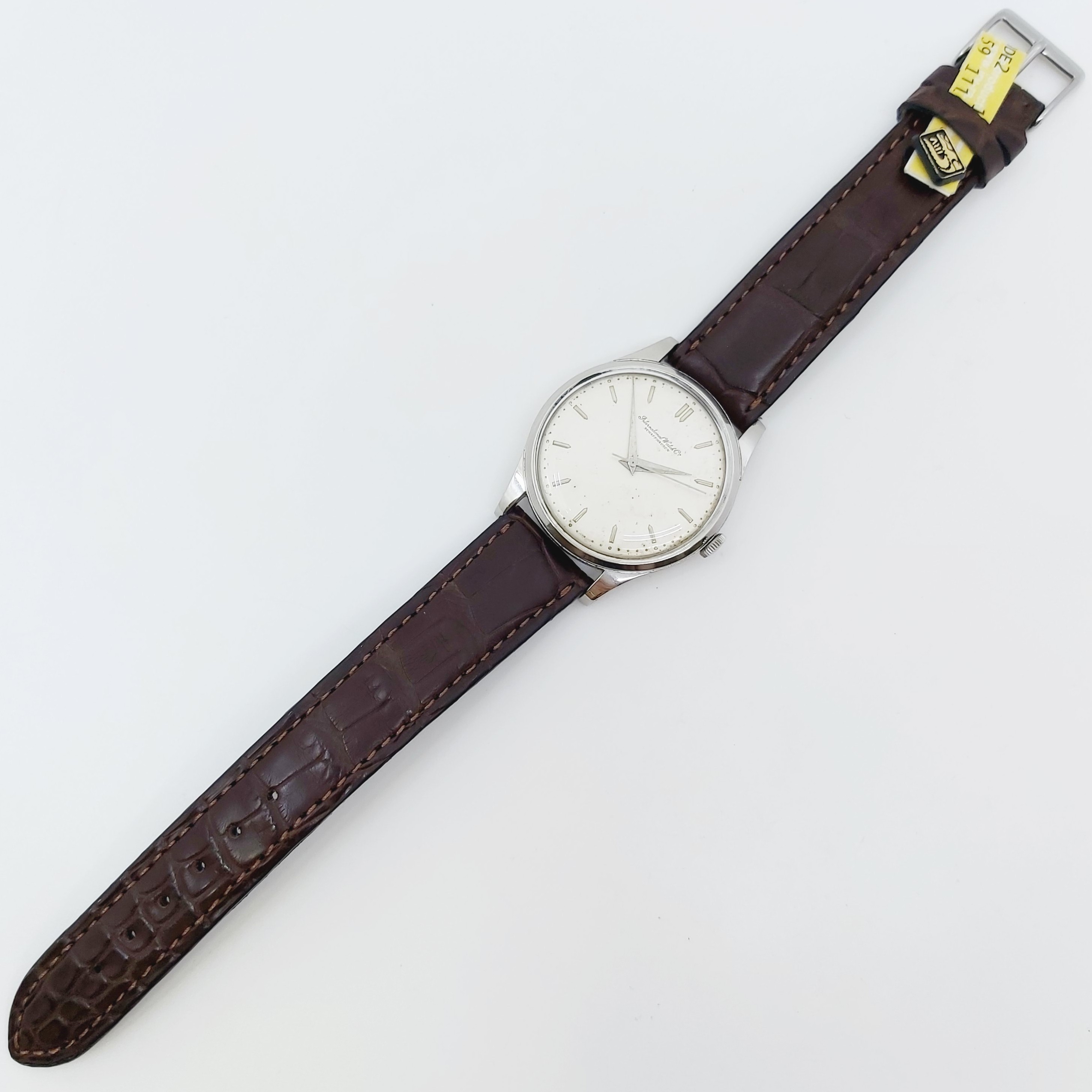 Herrenuhr Stahl IWC, Handaufzug, Lederband neu