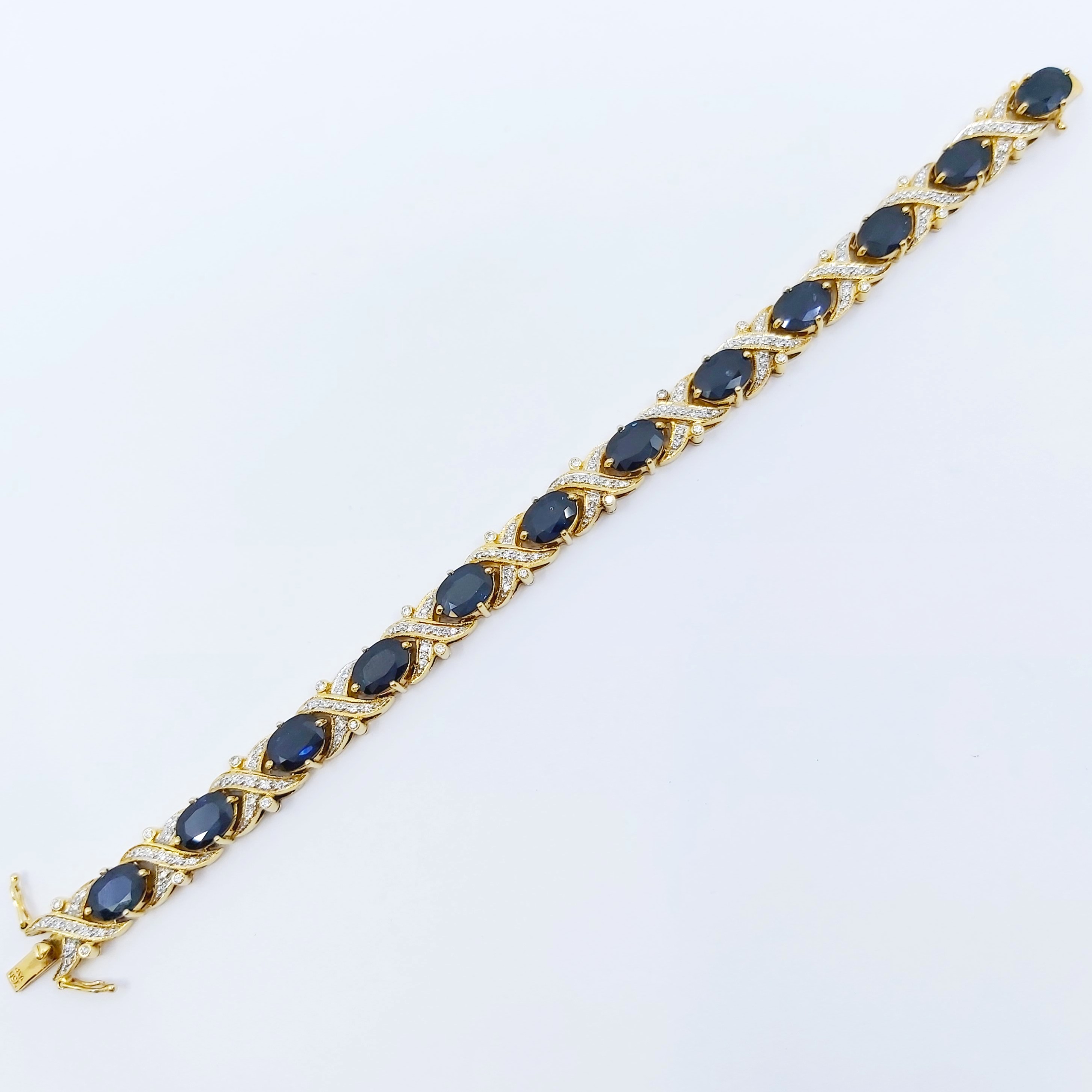 Armband 750/- mit Saphiren und Brillanten, Länge: 18 cm, 33,24g
