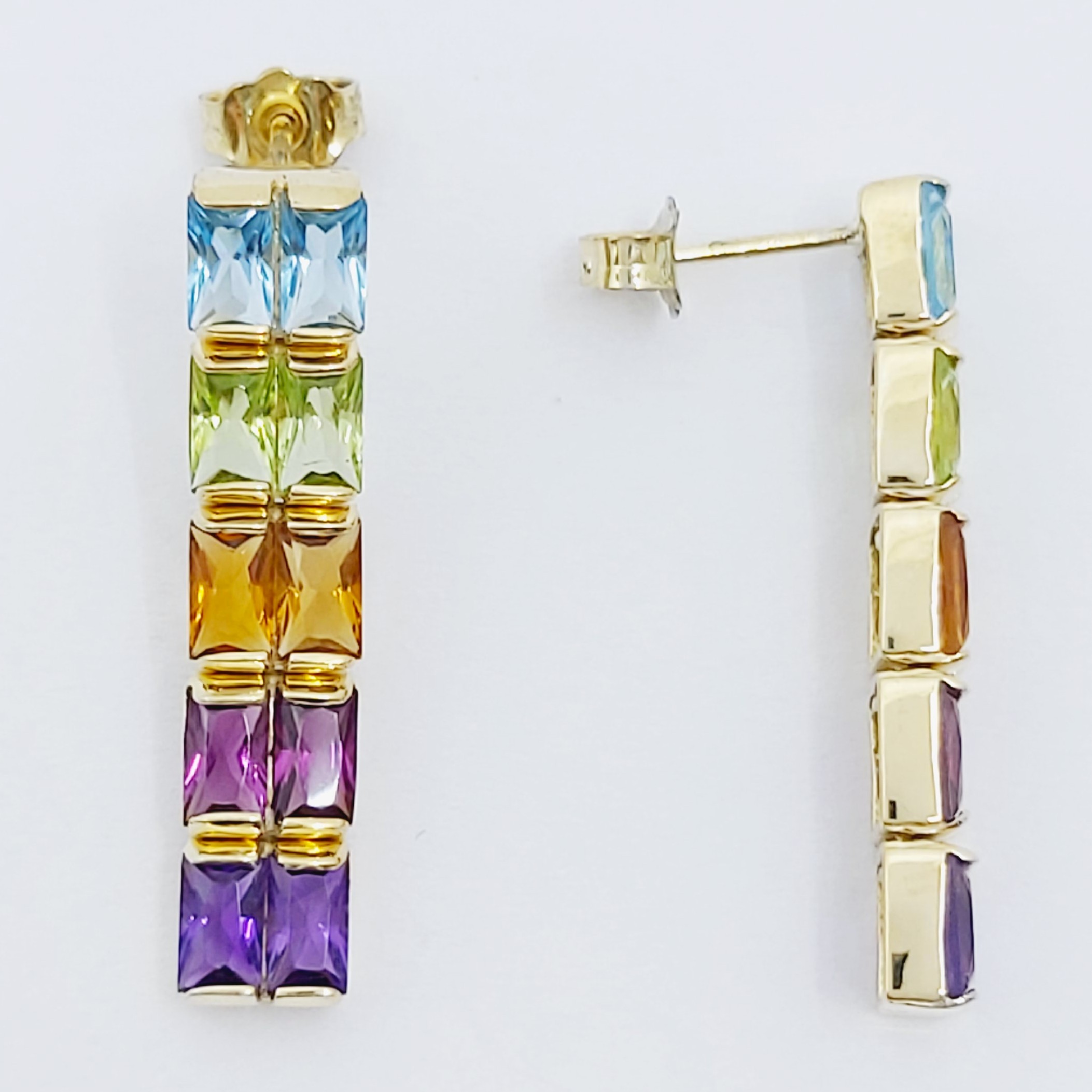 Schmuckset 750/- mit farbigen Steinen und Brillanten, 13,140g
