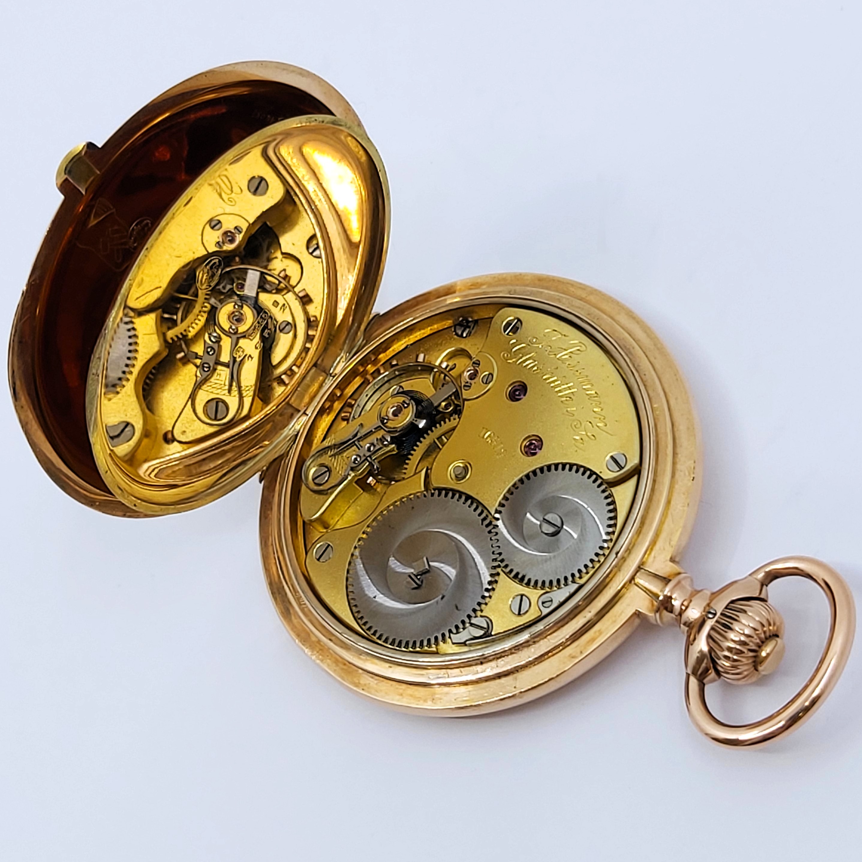 Savonette-Taschenuhr 585/- Roségold J. Assmann Glashütte, Fullset