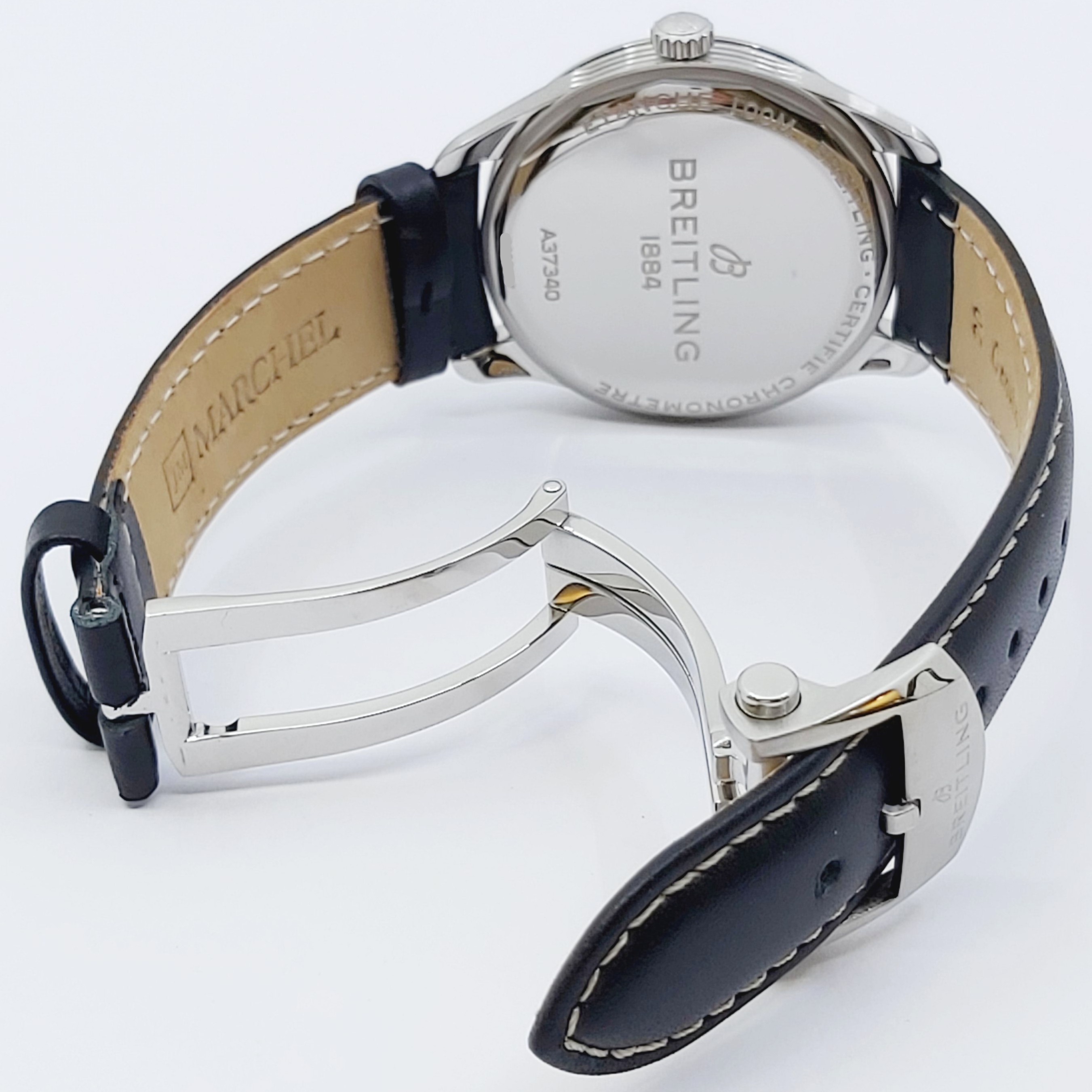 Armbanduhr Breitling Premier Ref.: A37340 mit Lederband, Stahl-Faltschließe, Originalbox und -pap