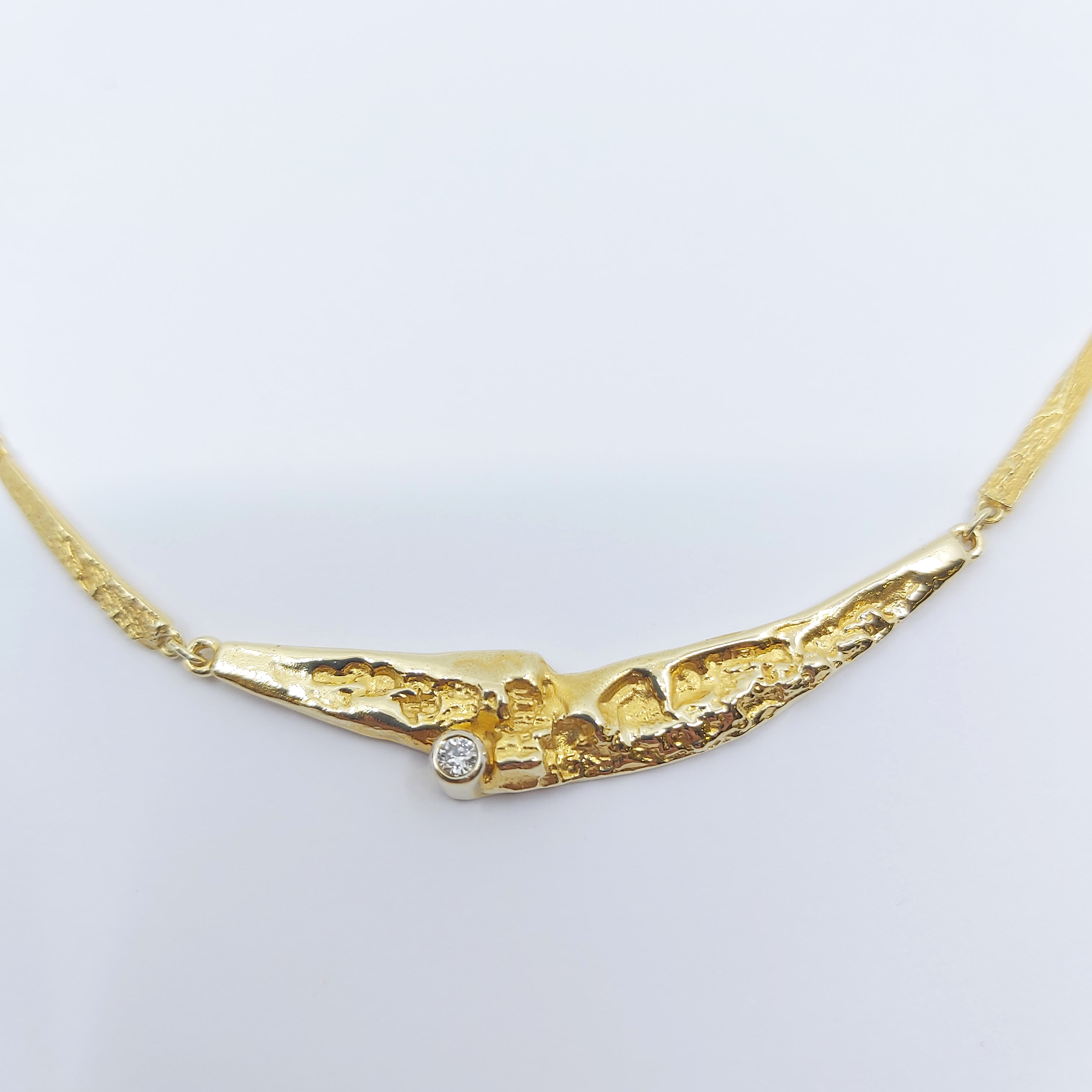 Collier 585/- ein Brillant, Länge: 41cm,