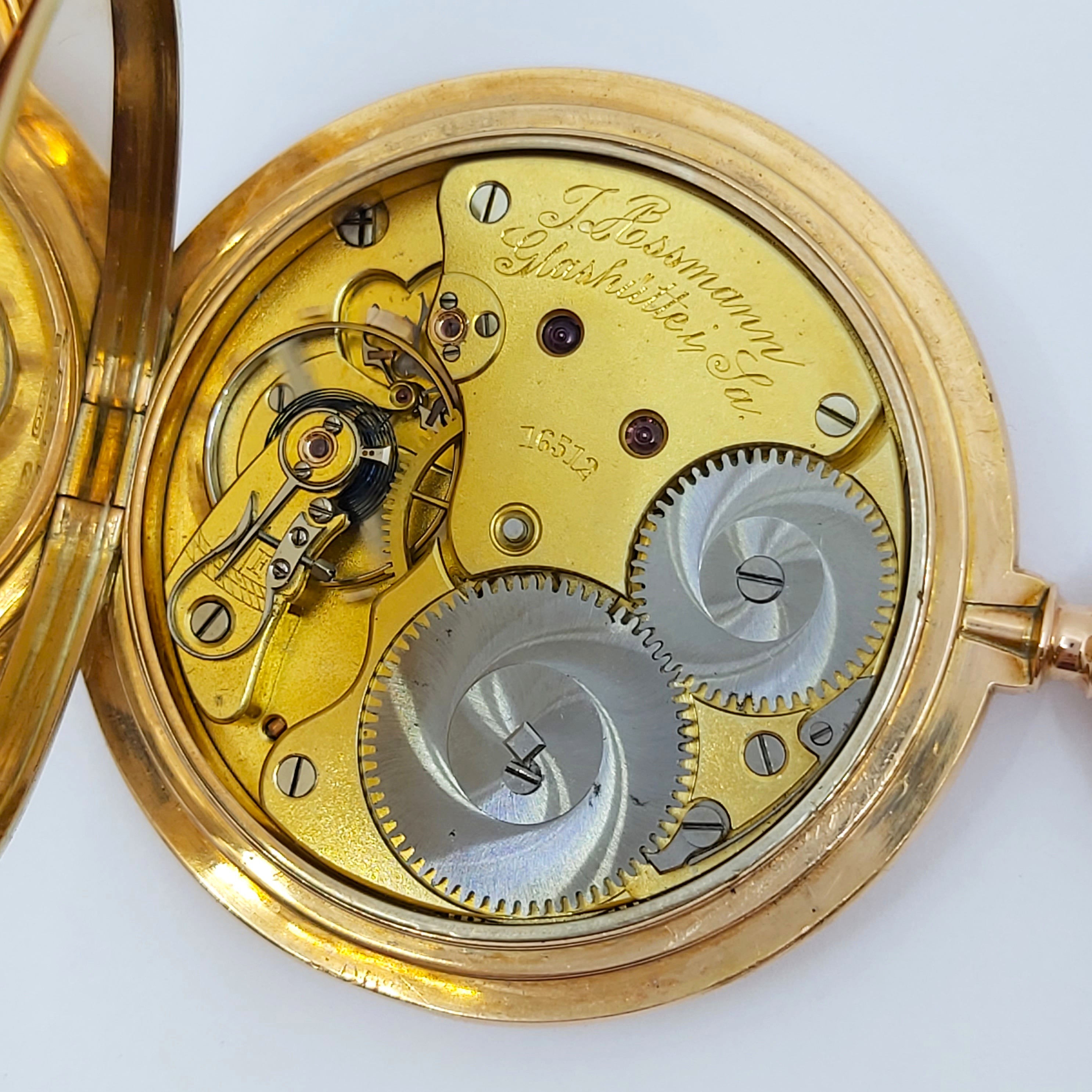Savonette-Taschenuhr 585/- Roségold J. Assmann Glashütte, Fullset