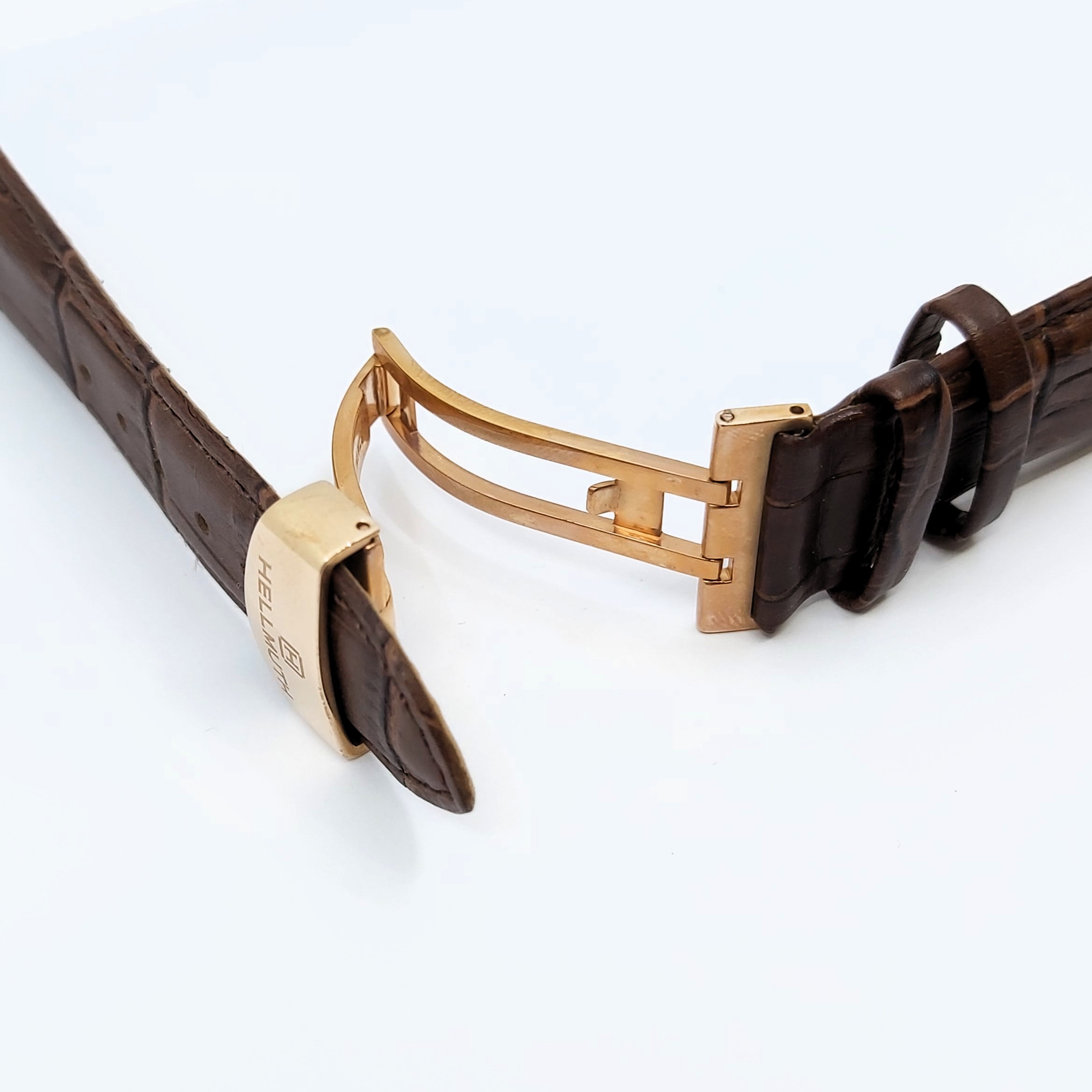 Braunes Lederband mit Alligatorstruktur 22 mm für Anstoß 14 mm, kurze Größe