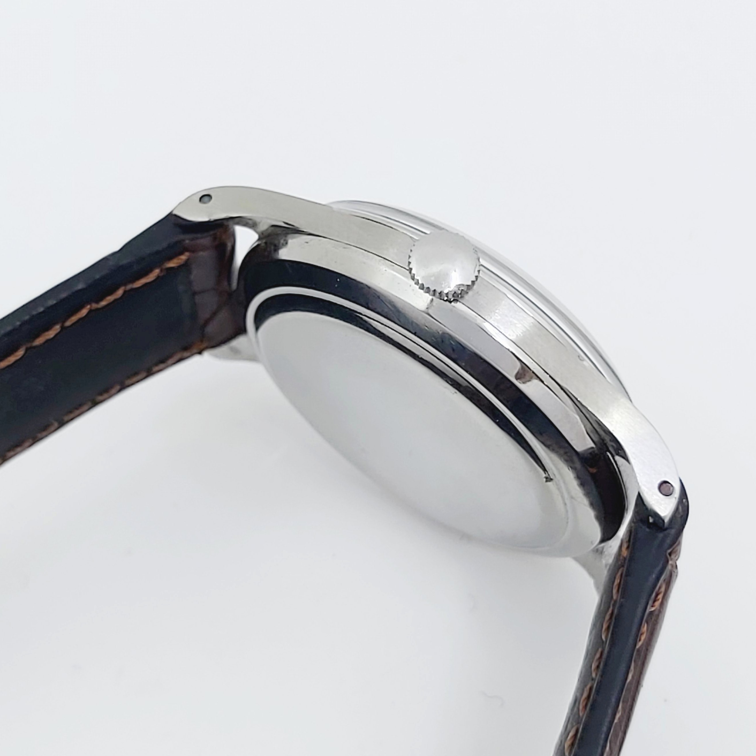 Herrenuhr Stahl IWC, Handaufzug, Lederband neu
