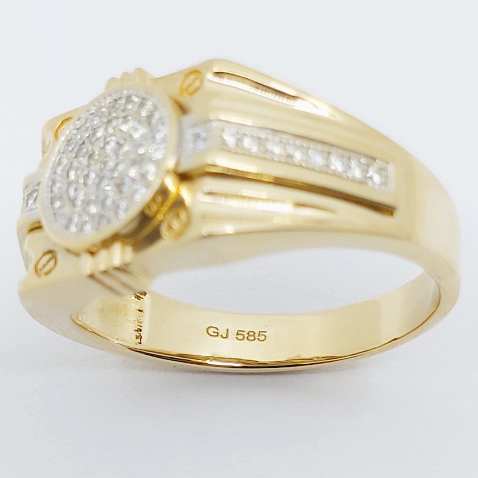 Ring 585/- mit weißen Steinen, Größe: 64, 7,5g