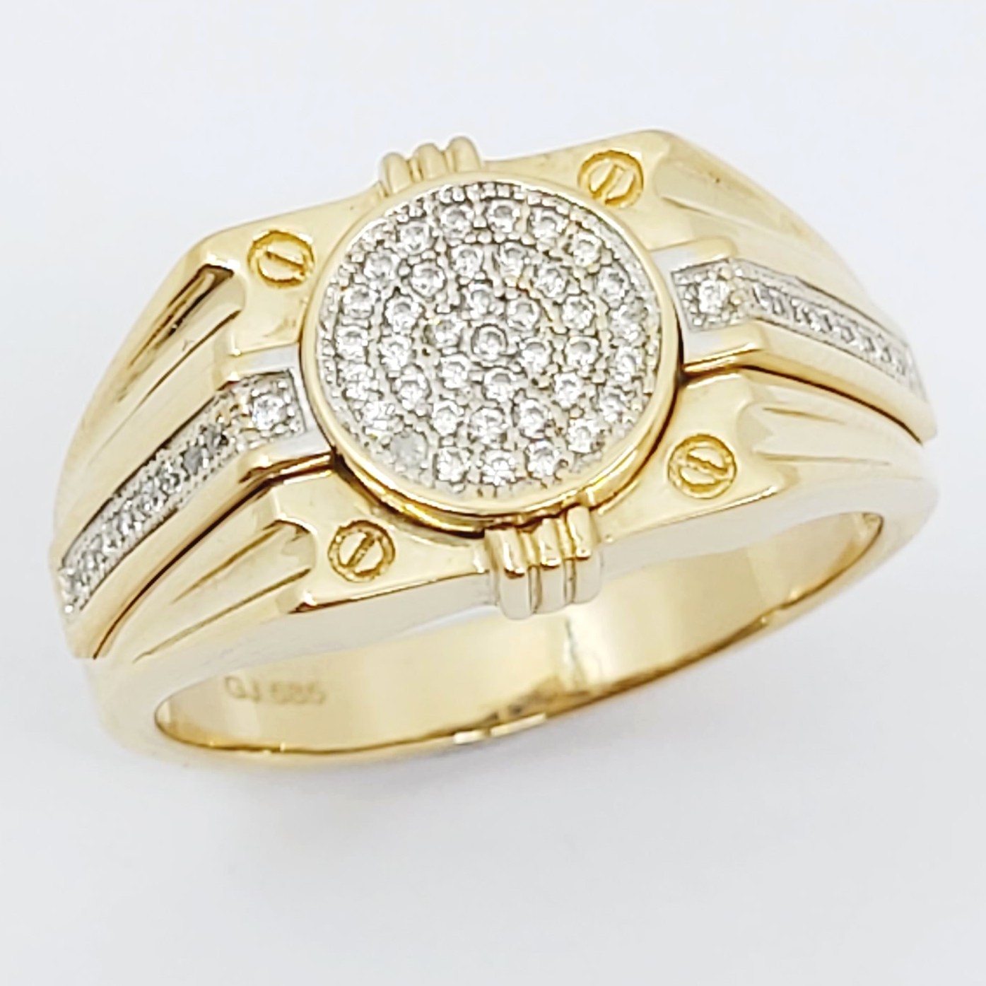Ring 585/- mit weißen Steinen, Größe: 64, 7,5g