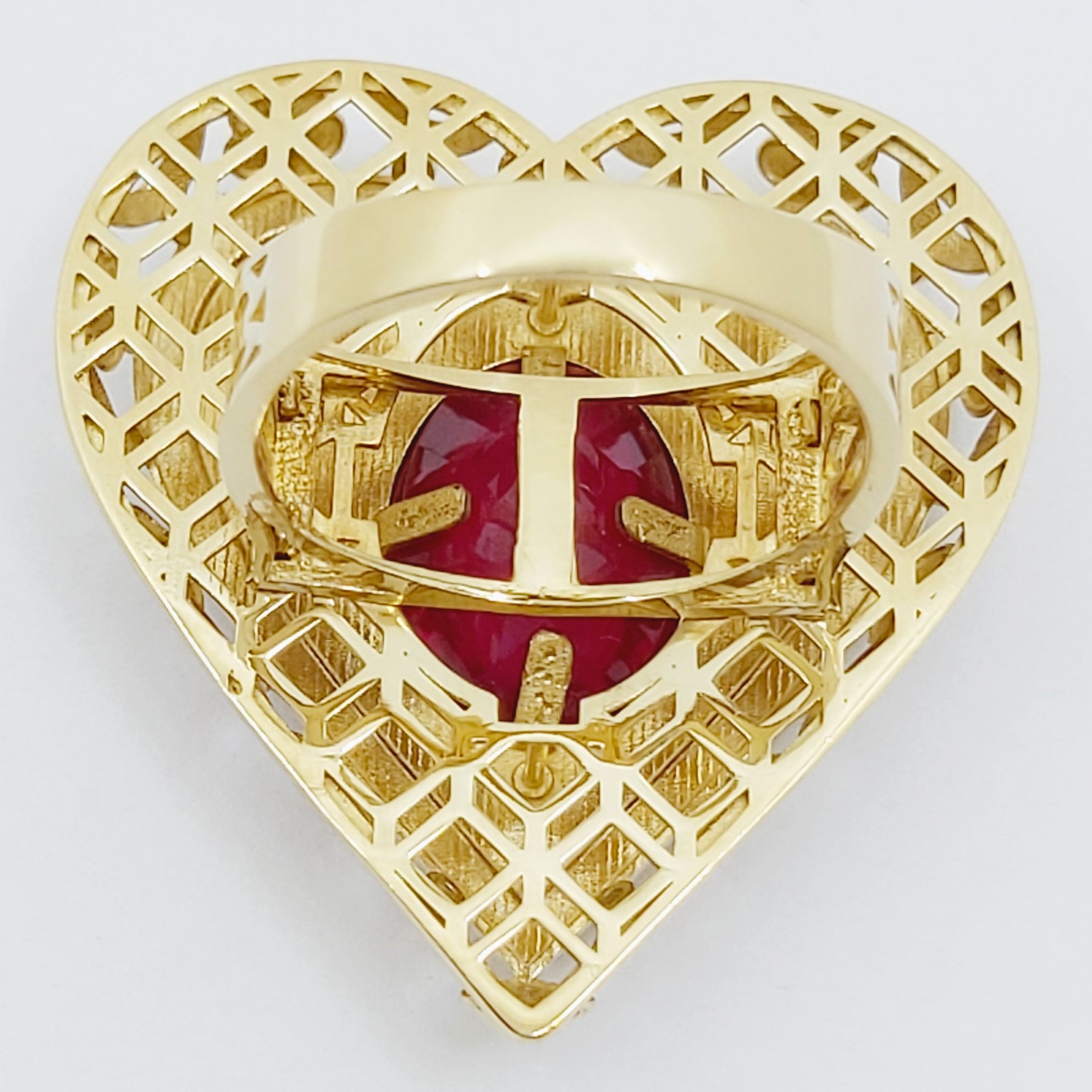 Ring 585/- mit rotem Stein, Größe: 59, 11,100g