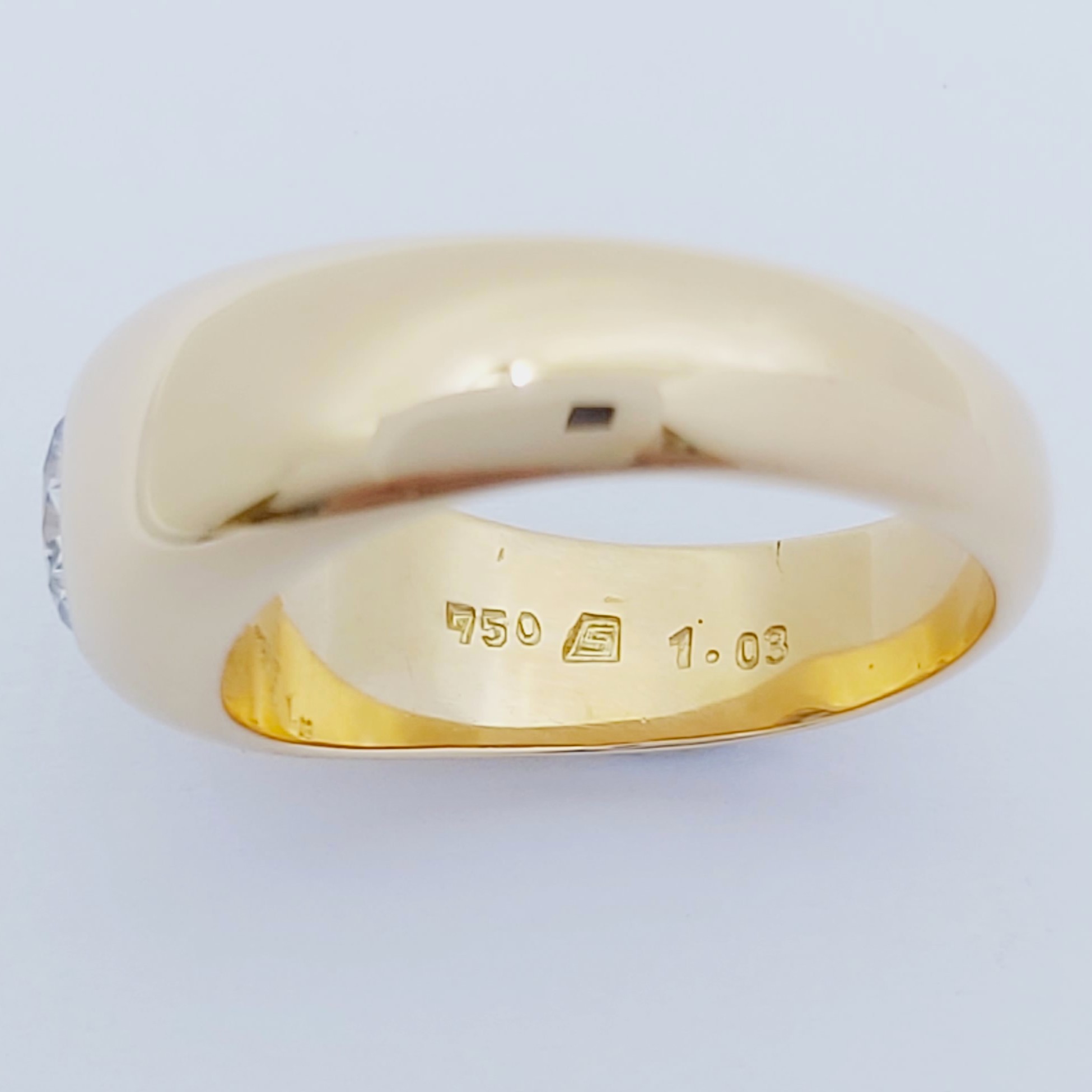 Ring 750/- mit einem Brillant, Größe: 61, 15,06g
