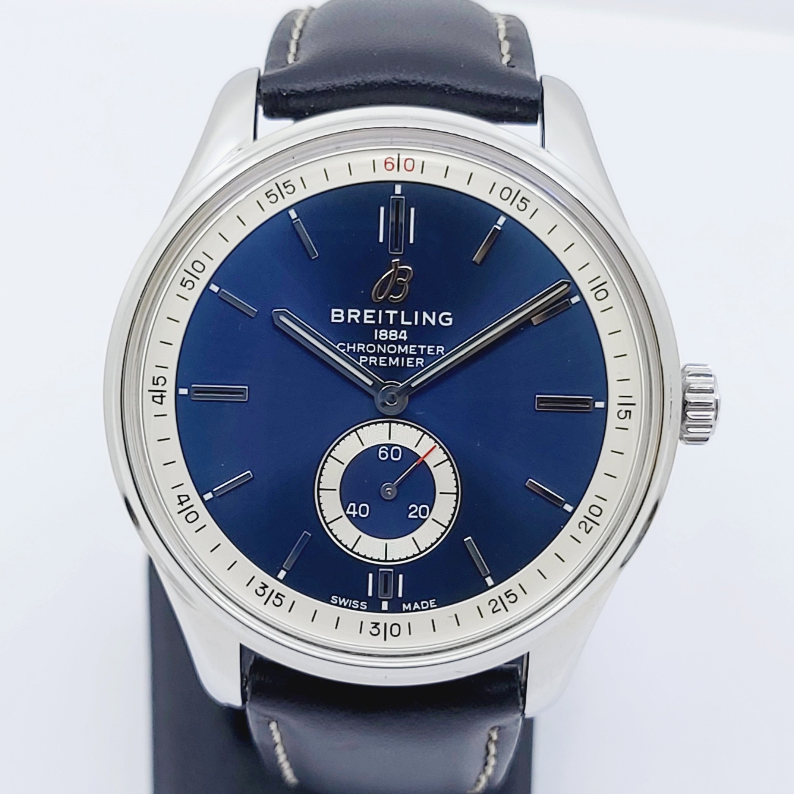 Armbanduhr Breitling Premier Ref.: A37340 mit Lederband, Stahl-Faltschließe, Originalbox und -pap