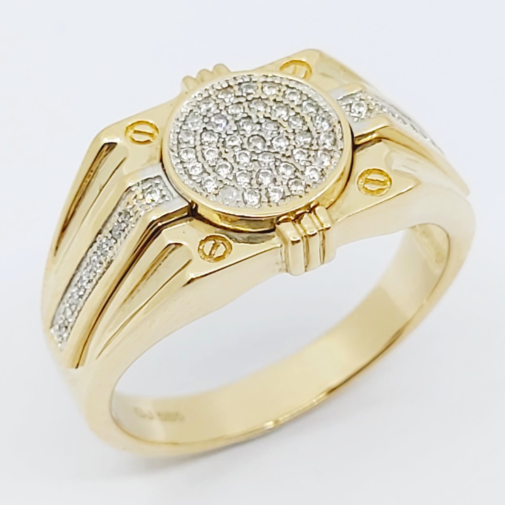 Ring 585/- mit weißen Steinen, Größe: 64, 7,5g