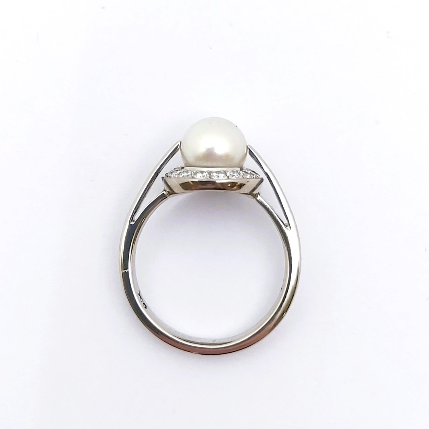 Ring 750/-, Größe: 54 mit Perle und Brillanten,  6,79g