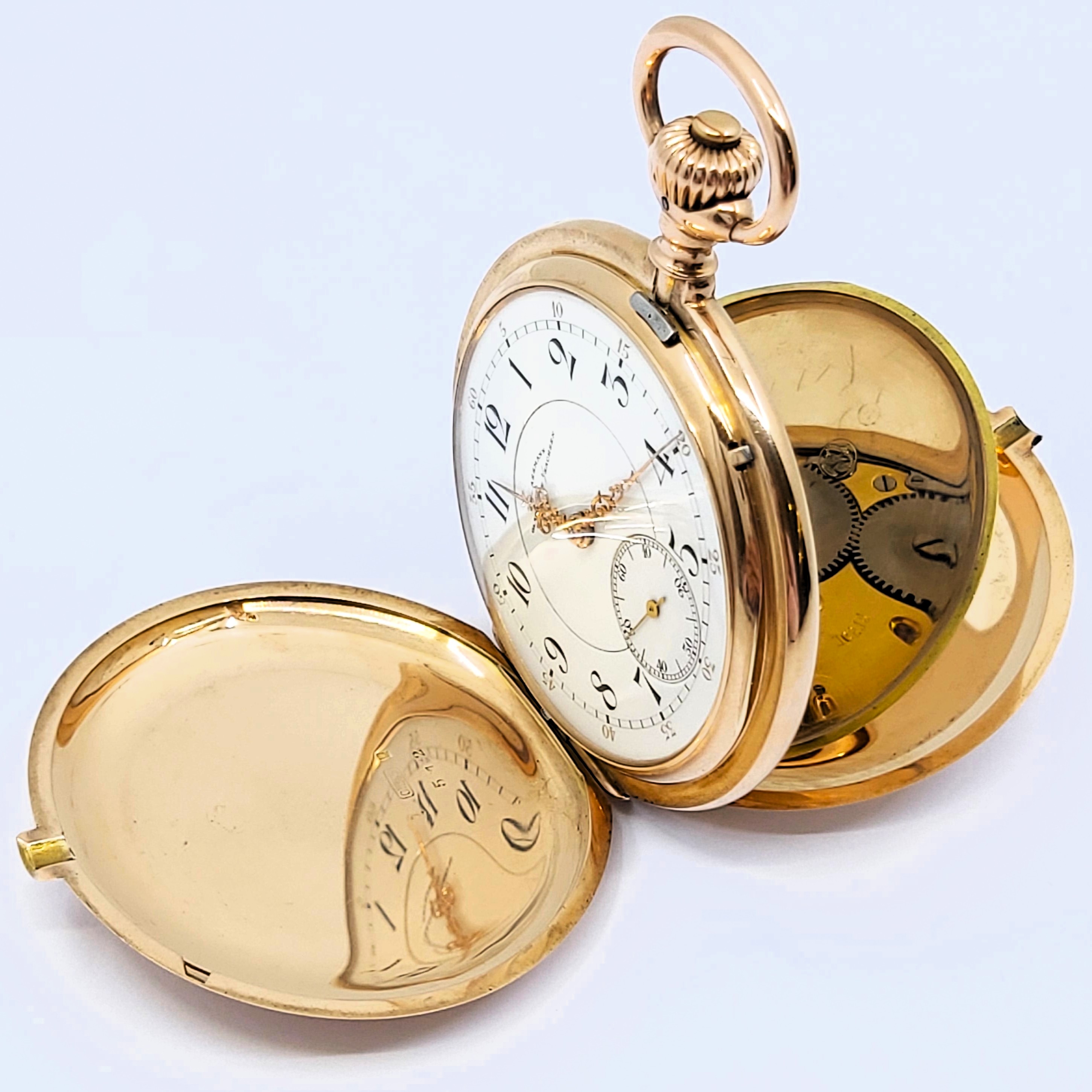 Savonette-Taschenuhr 585/- Roségold J. Assmann Glashütte, Fullset