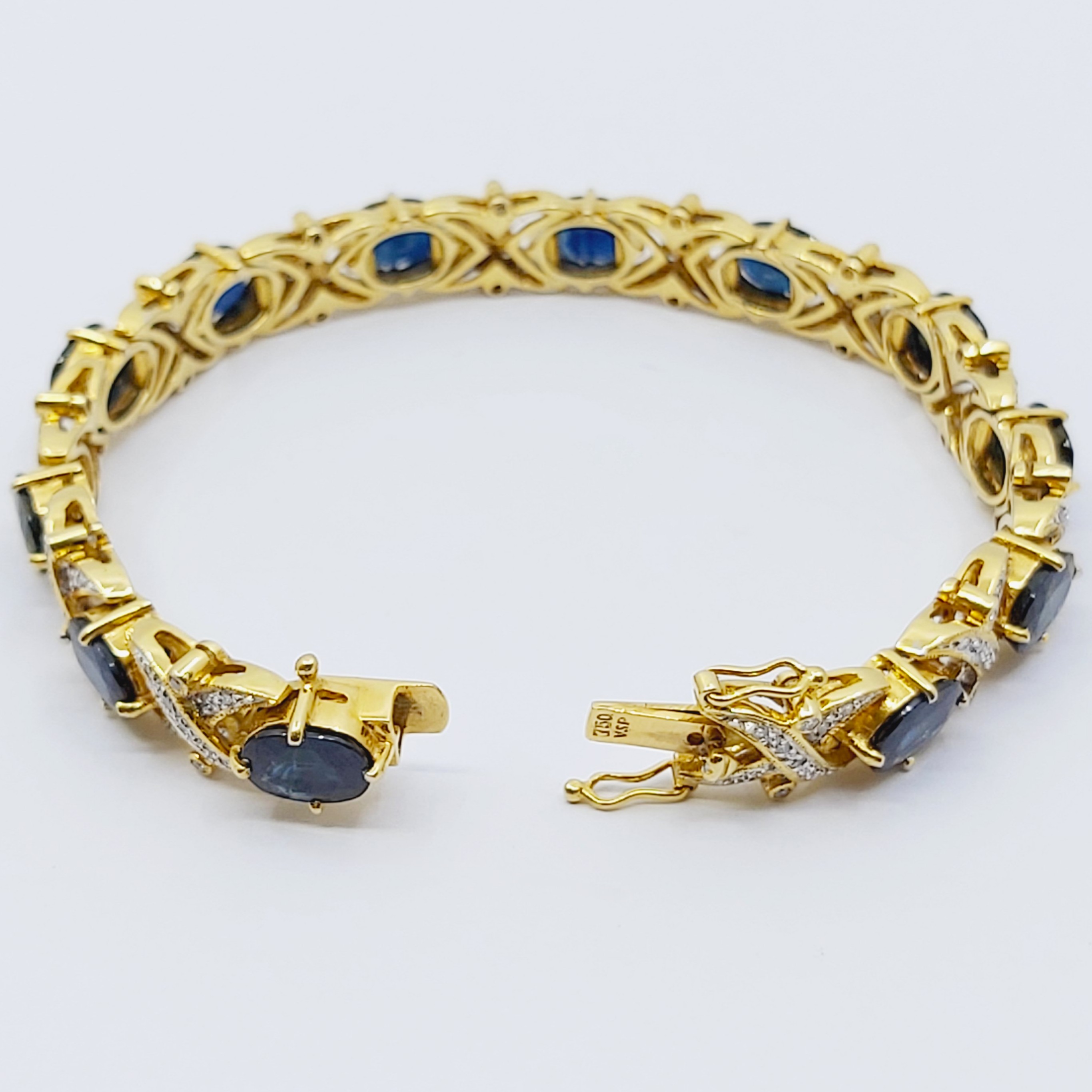 Armband 750/- mit Saphiren und Brillanten, Länge: 18 cm, 33,24g