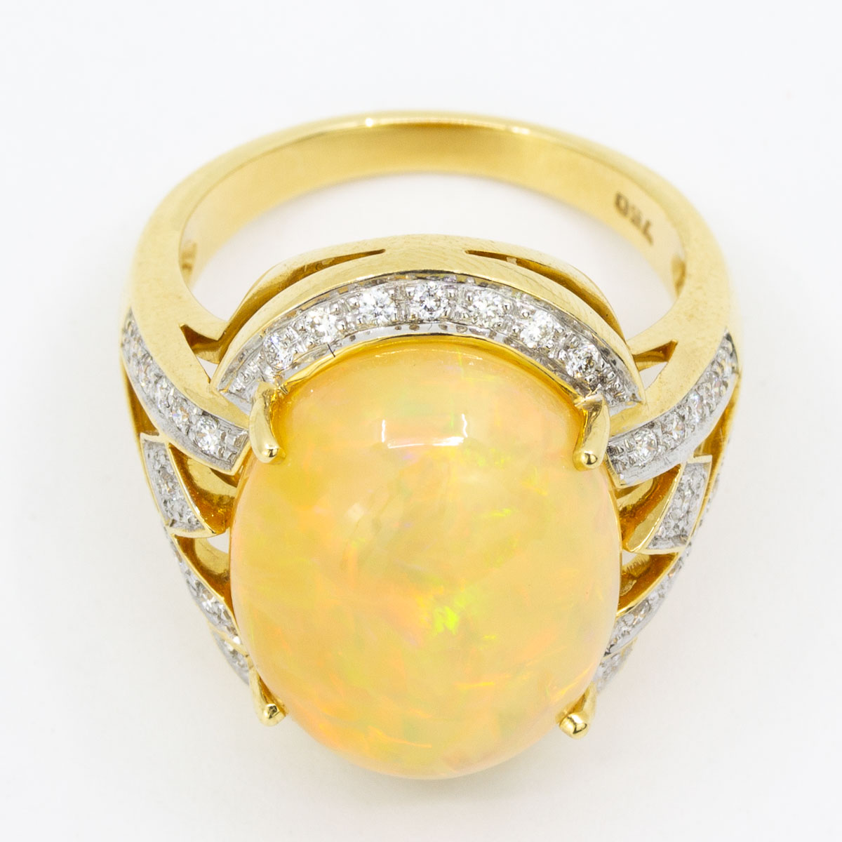 1 Ring 750/- mit Opal und Brillanten 9,1g Größe 55